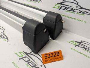 PXL_20250524_070522007_scaled.jpg Bagażnik dachowy bazowy belki poprzeczki Opel Astra H kombi na relingi.