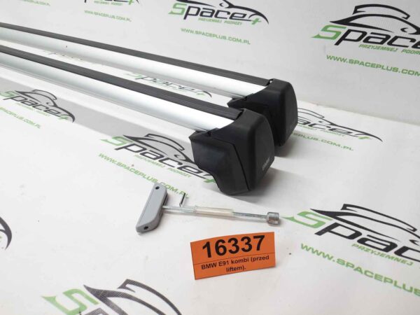 Bagażnik dachowy bazowy belki poprzeczki Oryginał BMW E91 kombi na otwarte relingi (przed liftem).