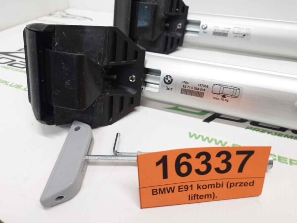 Bagażnik dachowy bazowy belki poprzeczki Oryginał BMW E91 kombi na otwarte relingi (przed liftem).