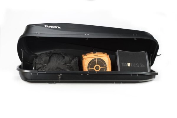 Bagażnik box dachowy Taurus Easy 430 czarny matowy. 180x78x44