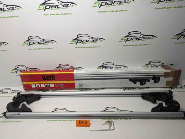 Bagażnik dachowy bazowy belki poprzeczki Brio na otwarte relingi.