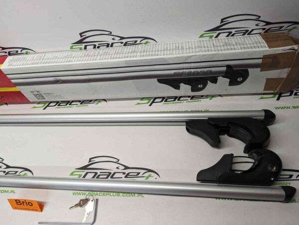 Bagażnik dachowy bazowy belki poprzeczki Brio na otwarte relingi.